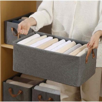 Caixa Cesto Organizador De Armazenamento Multiuso Versátil Com Alça Para Roupas Armário Lavanderia - Attus Imagem de Caixa Cesto Organizador De Armazenamento Multiuso Versátil Com Alça Para Roupas Armário Lavanderia