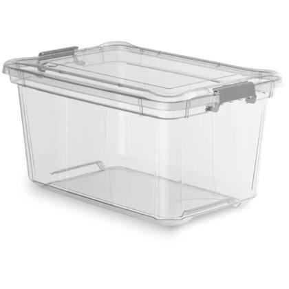 Imagem de Caixa Cesto Organizadora Transparente C/ Tampa e Trava Proteção 50L