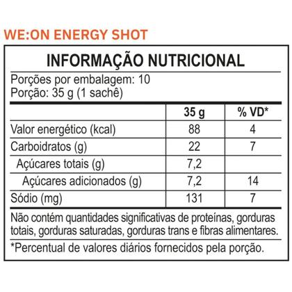Imagem de Caixa com 10 Sachês Gel 32g Energy Shot WEON Sabor Chocolate Com cafeina