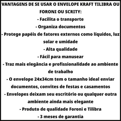 Caixa com 100 Envelopes A4 Saco Kraft Pardo 24x34cm de 80 Gramas Espessura Tilibra Imagem de Caixa com 100 Envelopes A4 Saco Kraft Pardo 24x34cm de 80 Gramas Espessura Tilibra