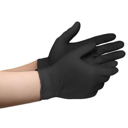 Imagem de Caixa com 100 Luvas TPE sem Pó Descartável P Preta Nobre Nobreflex para Alimentos