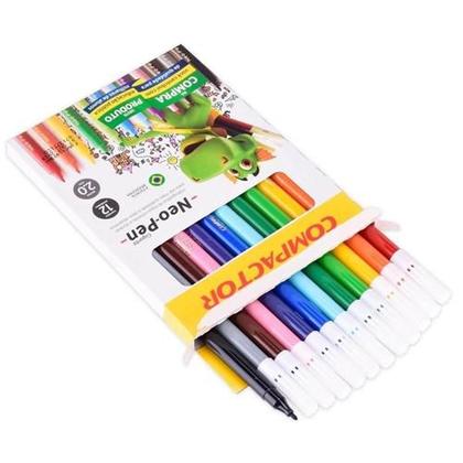 Caixa com 12 Canetinhas Hidrográfica Compactor Neo-Pen 2,0 Mirim A