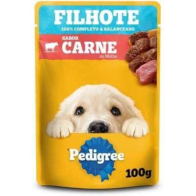 Imagem de Caixa com 18 Sachês Pedigree para cães filhotes sabor carne ao molho 100g.