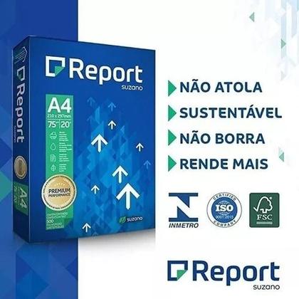 Imagem de Caixa com 5 Resma Papel Sulfite A4 75g Report Total 2500 Folhas