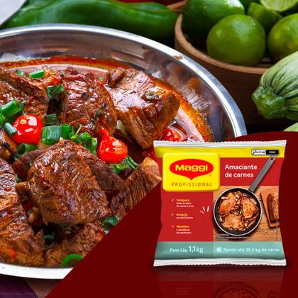 Imagem de Caixa com 6 Amaciante Carnes Profissional Tempero Maggi 1,1kg Original