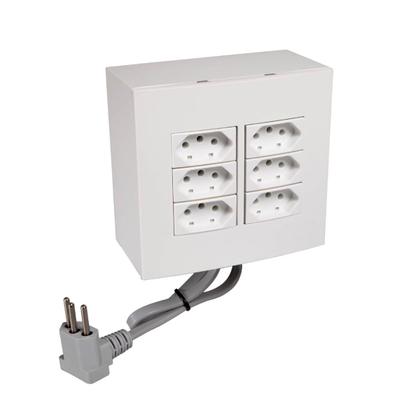 Imagem de Caixa Com 6 Tomadas 10A 2P+t  Branco Extensão Sobrepor Margirius