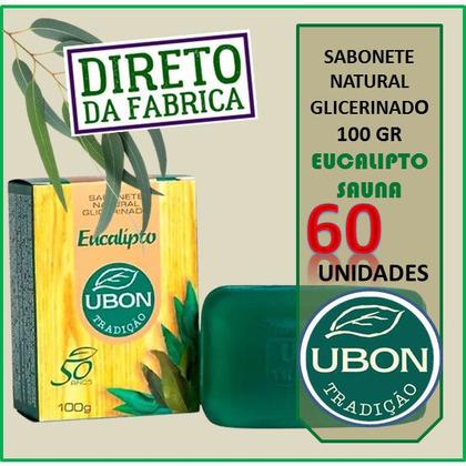 Imagem de Caixa com 60 Sabonetes Eucalipto Sauna Ubon naturais Glicerinados 100g com emolientes e umectantes