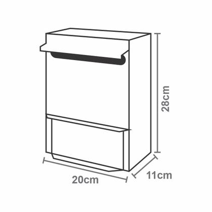 Imagem de Caixa Correio Branca Abertura Frontal Suporte Parede 20x28x11Cm - FP