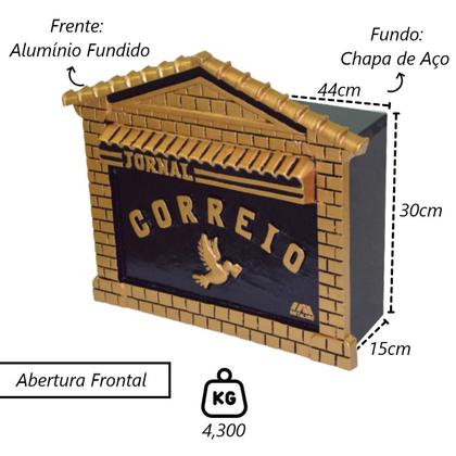 Imagem de Caixa Correio Para Cartas Jornal Castelo Detras 15x44x30cm