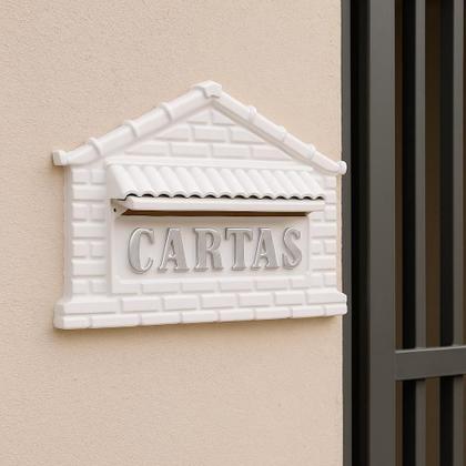 Imagem de Caixa Correio Pvc Colonial Branca Grade Ou Embutir N04