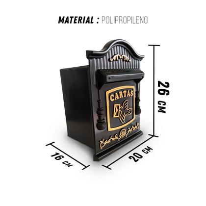 Imagem de Caixa Correio Pvc Preto/ouro Grade Ou Embutir N26p