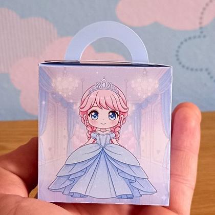 Imagem de Caixa Cubo Alça Cinderela Chibi Fofo Personalizada  Lembrancinha Festa Infantil Aniversário