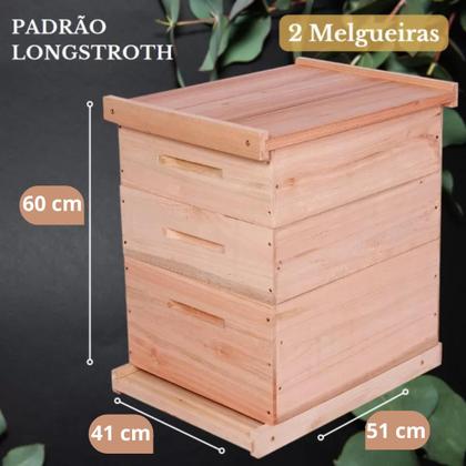 Imagem de Caixa De Abelha Padrão Langstroth Eucalipto Com 2 Melgueiras