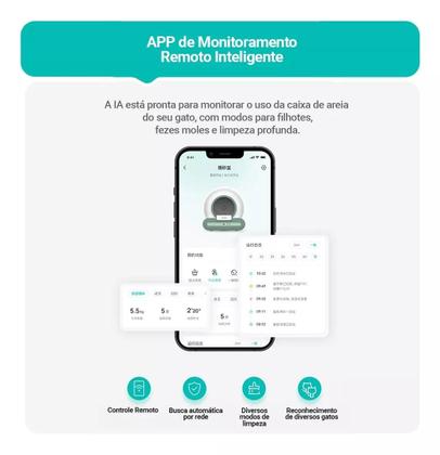 Caixa De Areia Automática 65L+9L Para Gatos Com Auto-limpeza e Controle via APP - NewPet Imagem de Caixa De Areia Automática 65L+9L Para Gatos Com Auto-limpeza e Controle via APP