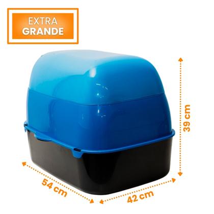 Imagem de Caixa de Areia Gatos Extra Grande Banheiro Pet Fechado Kit Sanitário Bandeja Higiênica Furba Sandbox Com Potes e Pazinha
