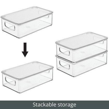 Imagem de Caixa de armazenamento: contêiner MDesign Ligne com tampa e alças, pacote com 4