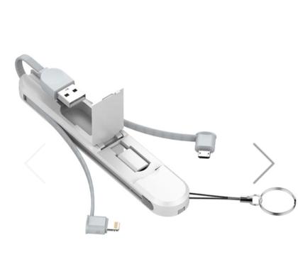 Imagem de Caixa de armazenamento de cabo LDNIO LC130 3 em 1 cabo micro USB tipo C