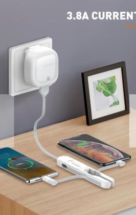 Imagem de Caixa de armazenamento de cabo LDNIO LC130 3 em 1 cabo micro USB tipo C