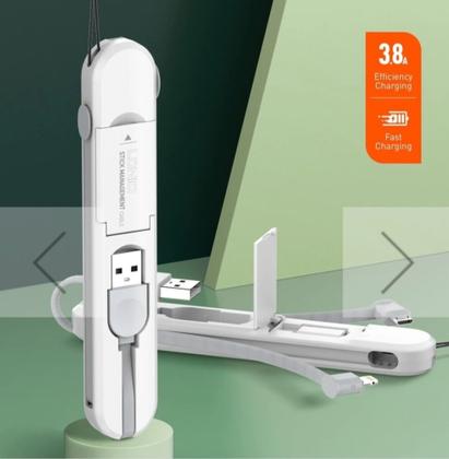 Imagem de Caixa de armazenamento de cabo LDNIO LC130 3 em 1 cabo micro USB tipo C