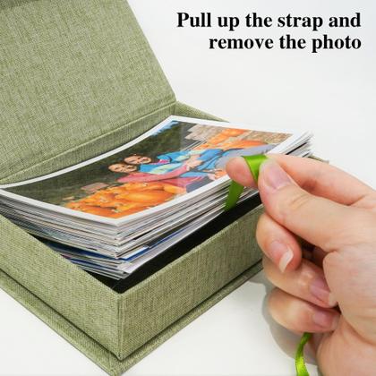 Imagem de Caixa de armazenamento de fotos Yopih 5x7 Linen Grassgreen para 200 fotos