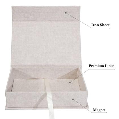 Imagem de Caixa de armazenamento de fotos Yopih 5x7 Linen para 200 fotos bege