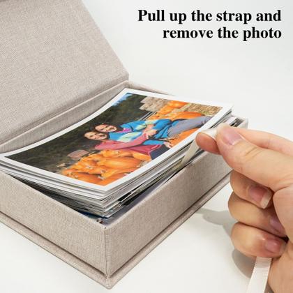 Imagem de Caixa de armazenamento de fotos Yopih 5x7 Linen para 200 fotos bege