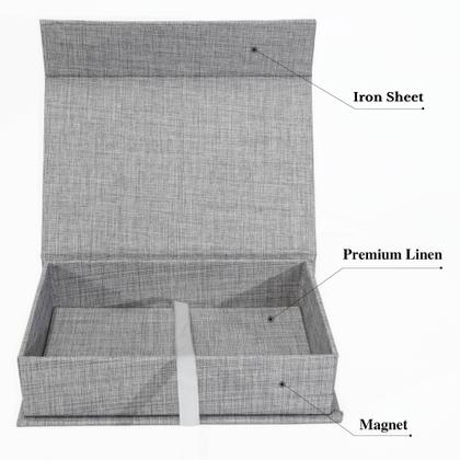 Imagem de Caixa de armazenamento de fotos Yopih 5x7 Linen para 200 fotos cinza