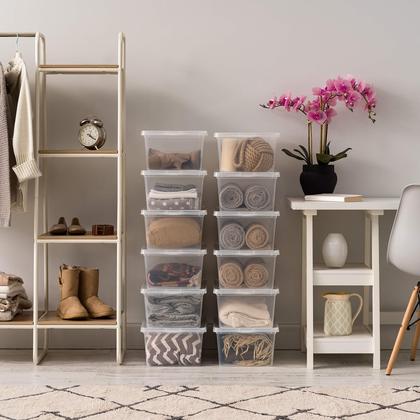 Imagem de Caixa de armazenamento IRIS USA 17 Qt de plástico transparente sem BPA, pacote com 12