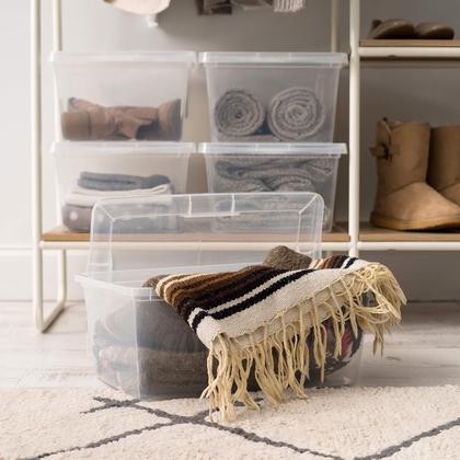 Imagem de Caixa de armazenamento IRIS USA 17 Qt de plástico transparente sem BPA, pacote com 12