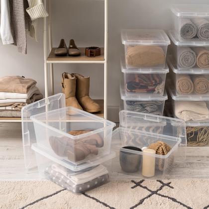 Imagem de Caixa de armazenamento IRIS USA 17 Qt de plástico transparente sem BPA, pacote com 12