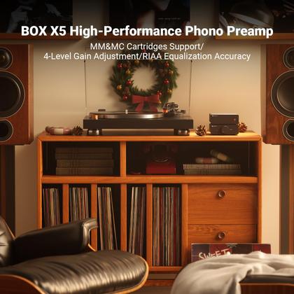 Imagem de Caixa de áudio Phono Preamp Fosi X5 para cartucho giratório MM e MC