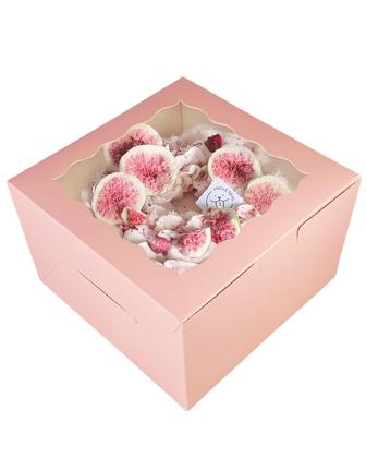 Imagem de Caixa de bolo qiqee 10x10x5 cm 4 conjuntos rosa com janela com 4 tábuas redondas