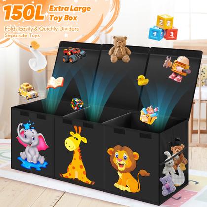Imagem de Caixa de Brinquedos Mabahoo Extra Grande Dobrável 150L - com Tampa