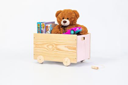 Imagem de Caixa De Brinquedos, Organizador Com Rodinhas E Puxador Rosa