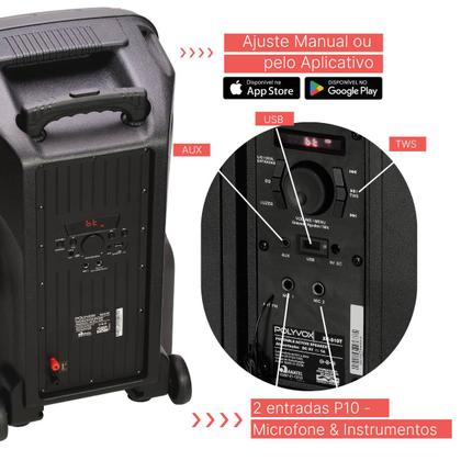 Imagem de Caixa de Caixa Som Amplificada Polyvox 700W  / Alto Falante Bluetooth  com Bateria 10 horas / TWS 