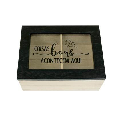 Imagem de Caixa de chá mdf 2 divisórias 6,5x11x15cm