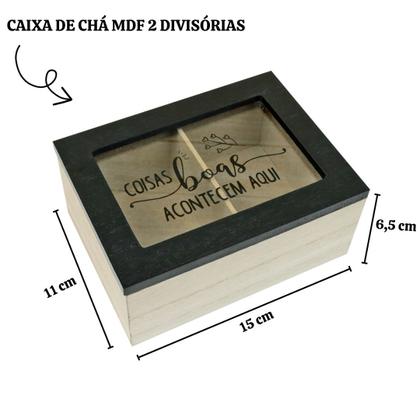 Imagem de Caixa de chá mdf 2 divisórias 6,5x11x15cm