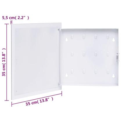 Imagem de Caixa de chaves vidaXL branca com placa magnética em aço e acabamento em vidro