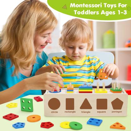 Imagem de Caixa de classificação de cores e formas Montessori Toys V-Opitos de 1 a 3 anos