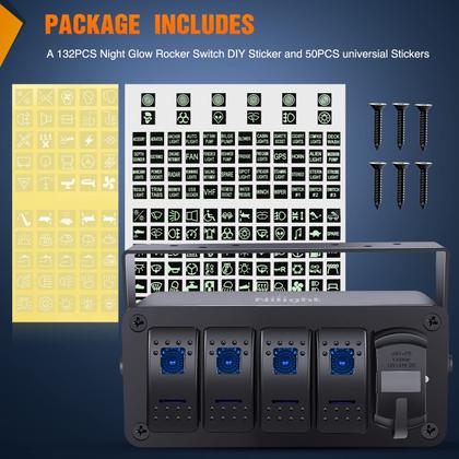 Imagem de Caixa de Comutação Nilight 4 Gangues 12V com Carregador USB PD e QC 3.0