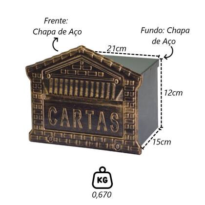 Imagem de Caixa de Correio Cartas Tijolinho em Ouro Embutir 15x21x12cm