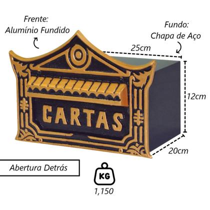 Imagem de Caixa de Correio Para Cartas Chinesa Ouro Detras 20x25x12cm