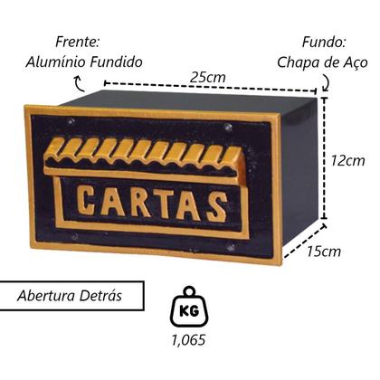Imagem de Caixa de Correio Para Cartas Inglesa Ouro Detras 15x25x12cm