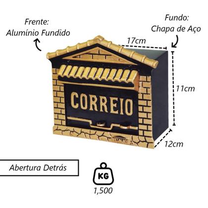 Imagem de Caixa de Correio Para Cartas Portuguesa Detras 13x24x17cm