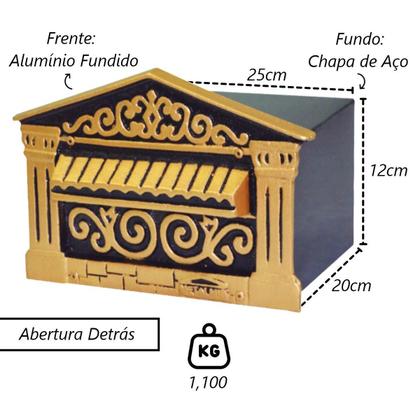 Imagem de Caixa de Correio Para Cartas Romana Ouro Detras 20x25x12cm