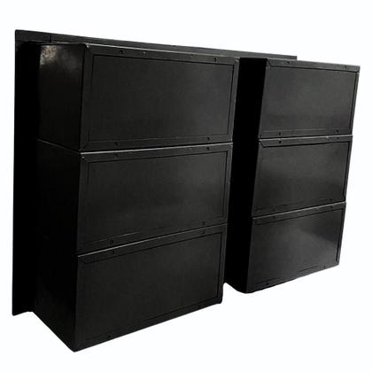 Imagem de Caixa De Correios 6 Módulos Preta Tamanho 15x50x36cm Aço Preto