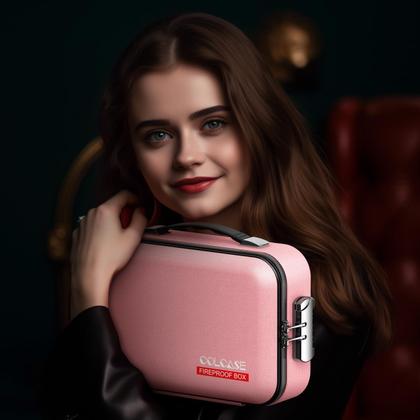 Imagem de Caixa de dinheiro à prova de fogo COLCASE Hard-Shell Design rosa