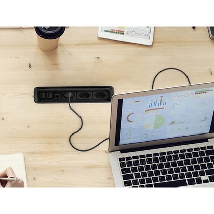 Imagem de Caixa De Embutir 2 Tomadas 20a 3 Rj45 Cat5e - New Slim Preta