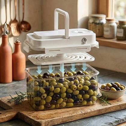 Imagem de Caixa de Fermentaçao Organizadora 4 Litros Compressao Conserva Vedaçao de Vegetais Legumes Alimentos