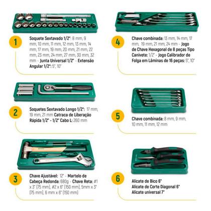 Imagem de Caixa de Ferramentas com 70 Peças St95104a70-6 - Sata